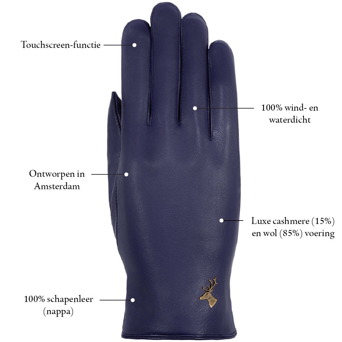 Leren Handschoenen Navy Blauw Dames – Schwartz & von Halen® – Premium Leren Handschoenen - 10