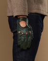 Men’s dark green lambskin driving gloves with cuff opening and touchscreen finger panel
