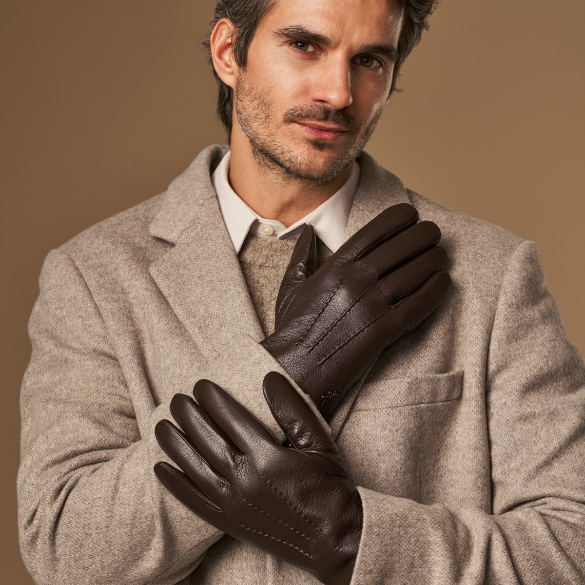 Hunter - brown – Goatskin gloves with lambswool lining & touchscreen feature - Schwartz & von Halen - US -  10