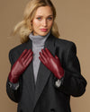 Bordeaux women's sheepskin leather gloves with wool-cashmere lining