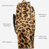 Leopard - schapenleren handschoenen met warme fleece voering & touchscreen-functie