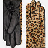 Leopard - schapenleren handschoenen met warme fleece voering & touchscreen-functie