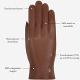 Ivy (cognac) - schapenleren handschoenen met wol/cashmere voering & touchscreen-functie