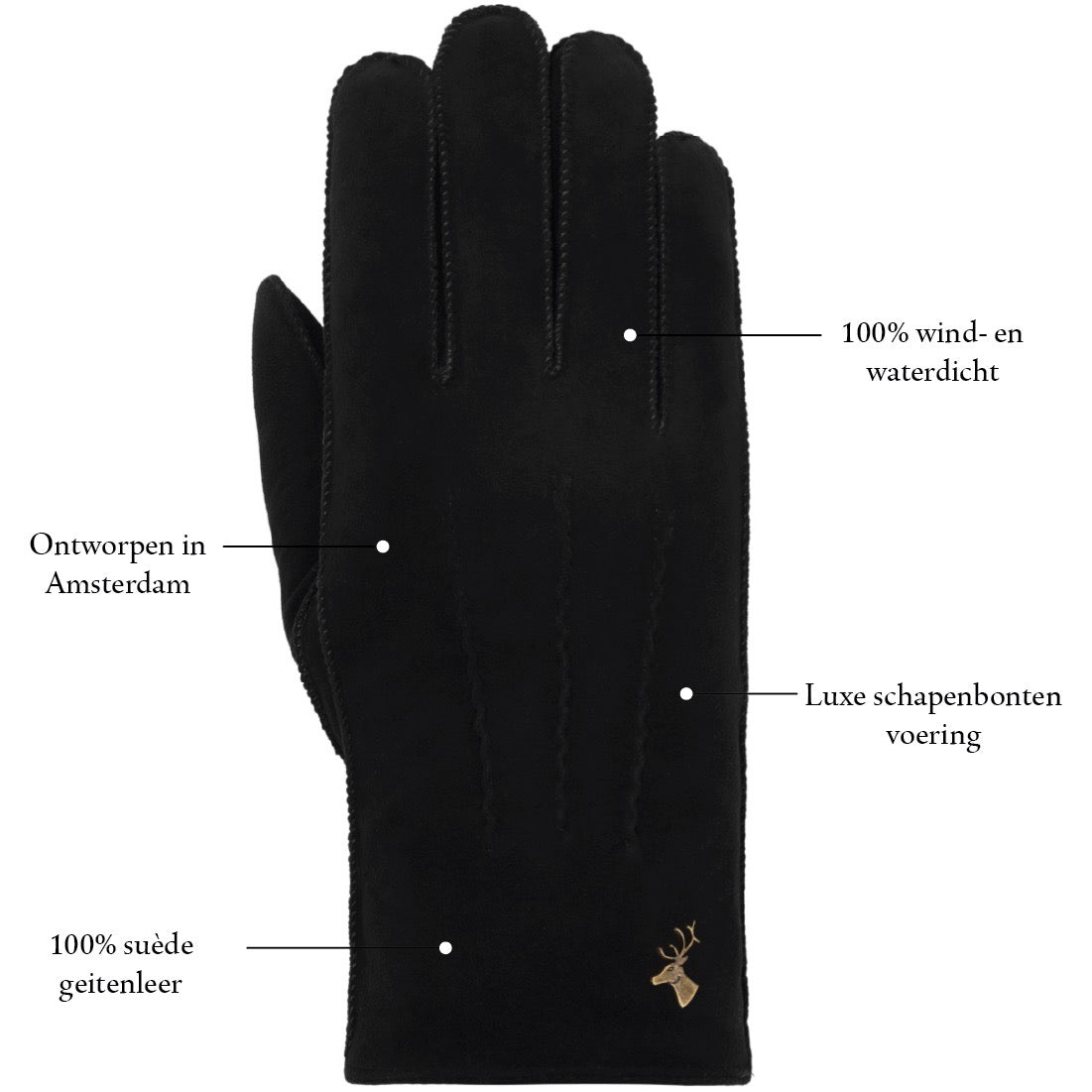 Suède Heren Handschoenen Zwart Matthew – Schwartz & von Halen® – Premium Leren Handschoenen - 11