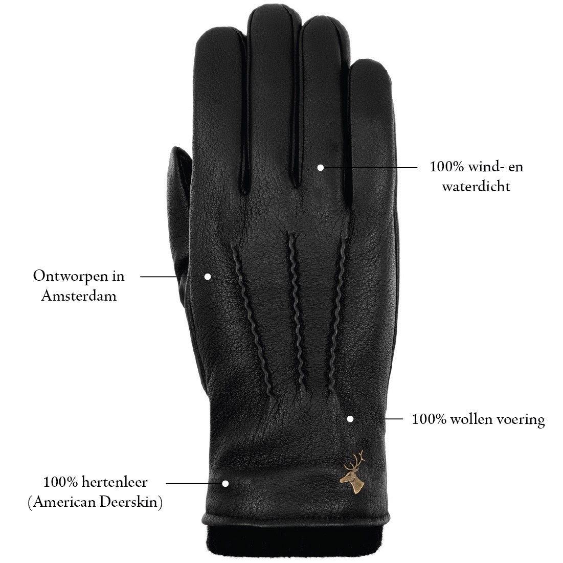 Zwarte Leren Handschoenen Heren Nixon – Schwartz & von Halen® – Premium Leren Handschoenen - 11