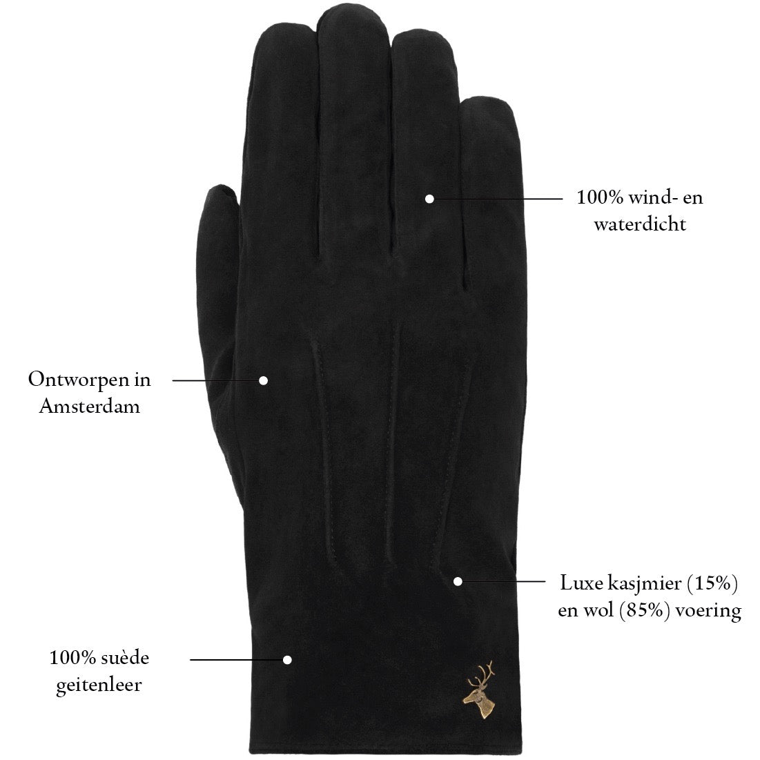 Suède Heren Handschoenen Zwart Rex – Schwartz & von Halen® – Premium Leren Handschoenen - 11