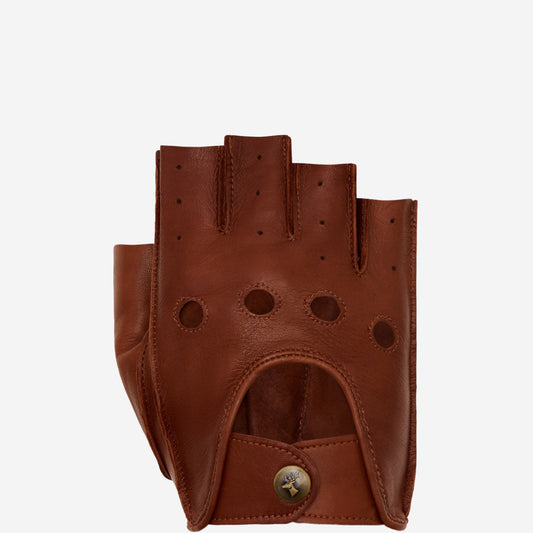 Selena (brown) - Classic women's fingerless lambskin driving gloves