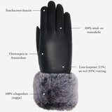 Vera - luxe leren handschoenen met faux fur bont bij pols & touchscreen-functie