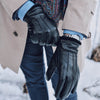 Harvey (black) - goatskin leather gloves with luxurious wool lining & touchscreen feature - Schwartz & von Halen - US - 2